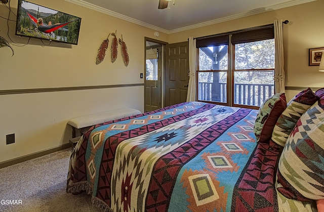 2846 Mountain View Cir, Sevierville, TN 37862 - carpeted bedroom with ornamental molding and a ceiling fan