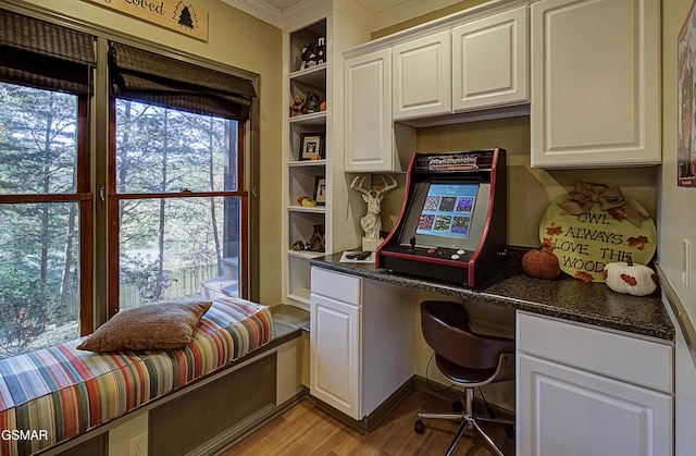 2846 Mountain View Cir, Sevierville, TN 37862 - office with built in desk, light wood-style flooring, plenty of natural light, ornamental molding, and built in features