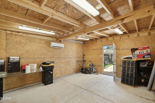 interior space with a wall mounted air conditioner