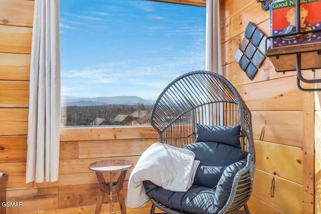 balcony featuring a mountain view