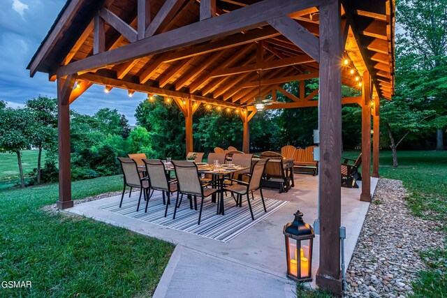 view of patio featuring a gazebo