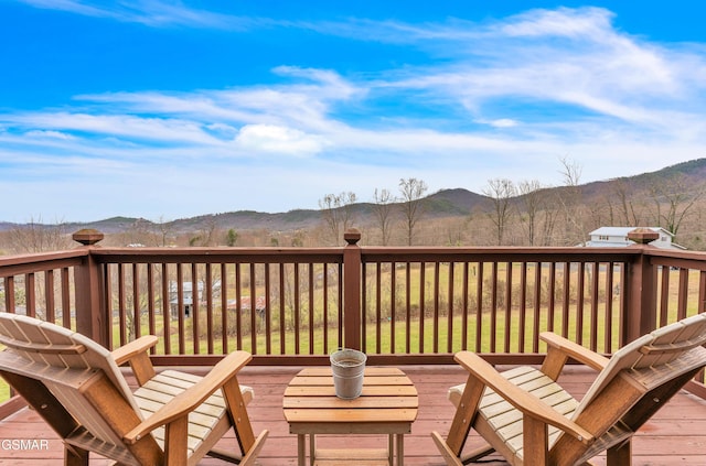 deck featuring a mountain view