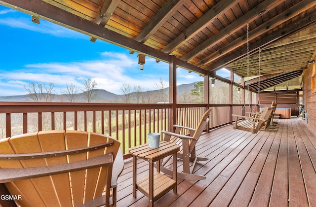 deck featuring a mountain view