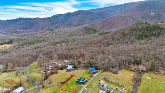 aerial view featuring a mountain view