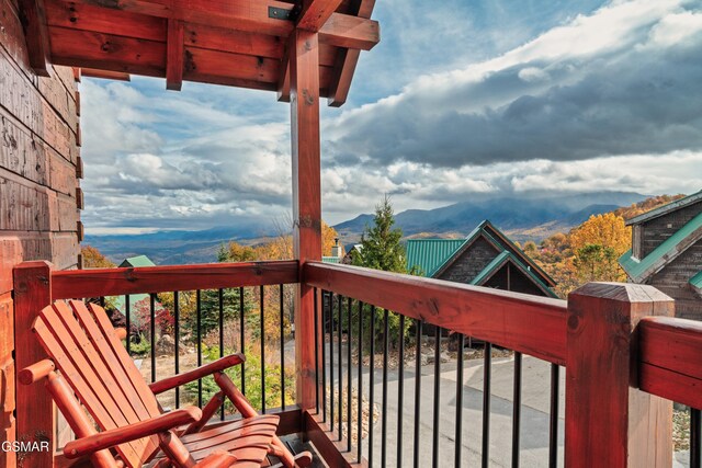 balcony with a mountain view