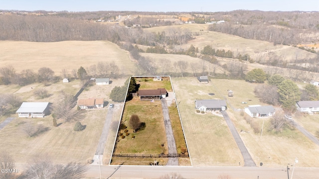 aerial view with a rural view