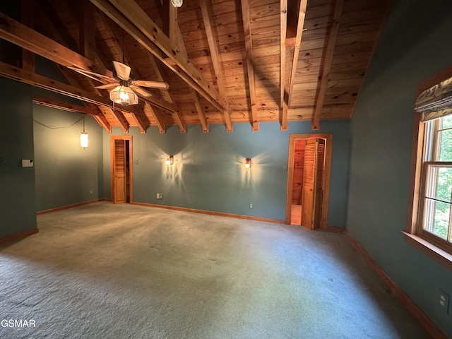 2452 Skyview Way, Dandridge, TN 37725 - unfurnished room featuring wood ceiling, carpet flooring, ceiling fan, and baseboards