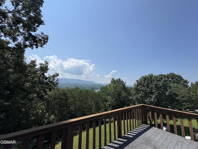 2452 Skyview Way, Dandridge, TN 37725 - deck featuring a lawn, a view of trees, and a mountain view