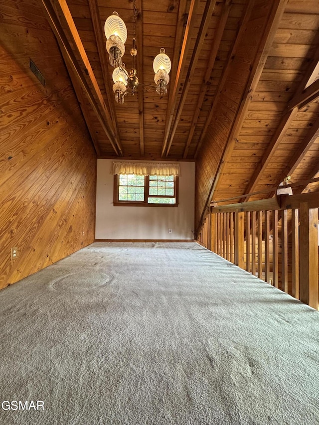 2452 Skyview Way, Dandridge, TN 37725 - bonus room featuring wood ceiling, wood walls, and carpet