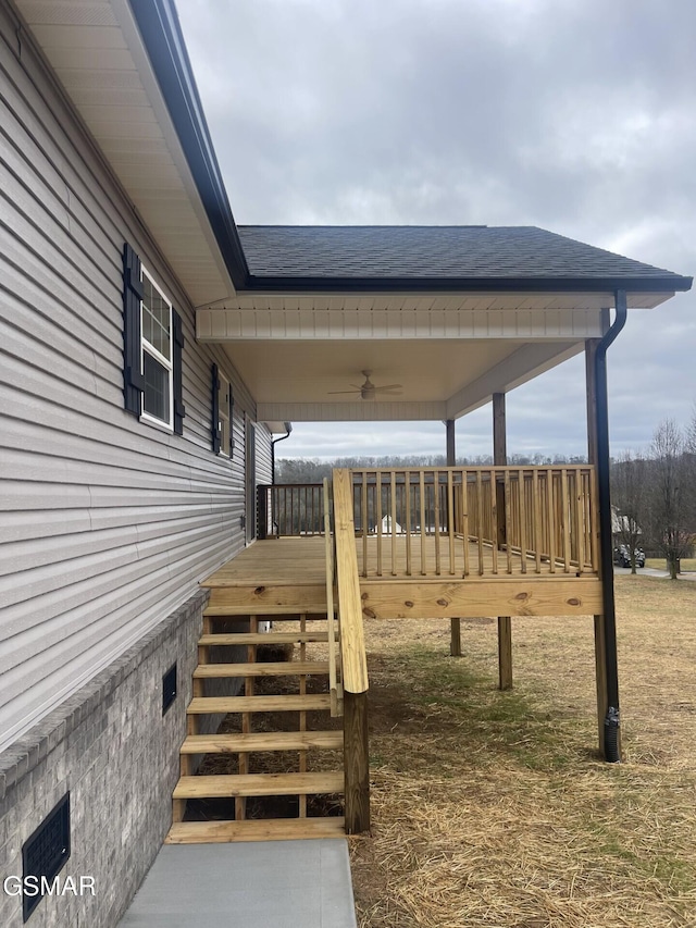 deck featuring ceiling fan