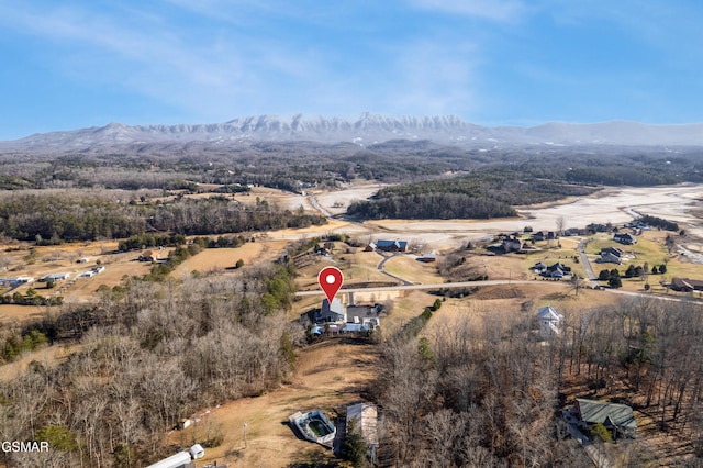 drone / aerial view with a mountain view