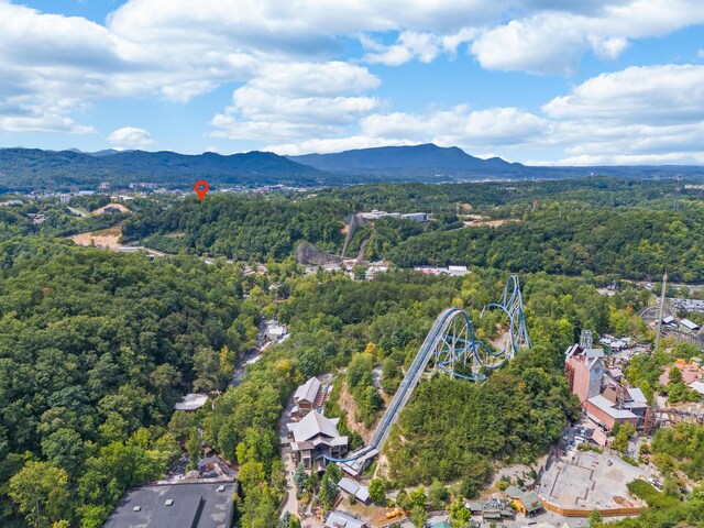 bird's eye view with a mountain view