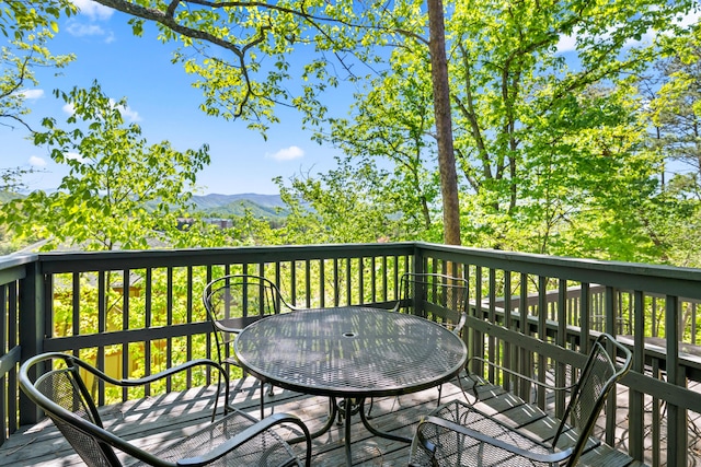 deck with a mountain view