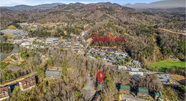 aerial view with a mountain view