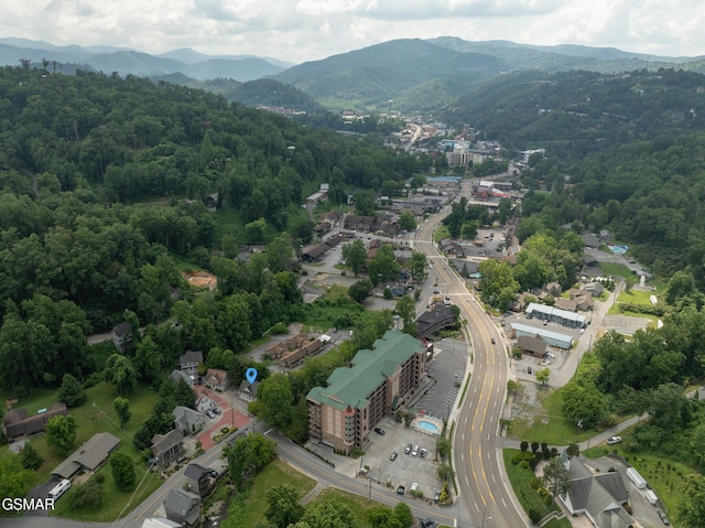 134 Roaring Fork Rd, Gatlinburg, TN 37738 - aerial view of property and surrounding area with a mountain backdrop