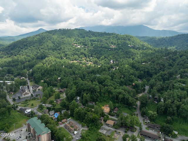 134 Roaring Fork Rd, Gatlinburg, TN 37738 - aerial view of property and surrounding area featuring a heavily wooded area and a mountain backdrop