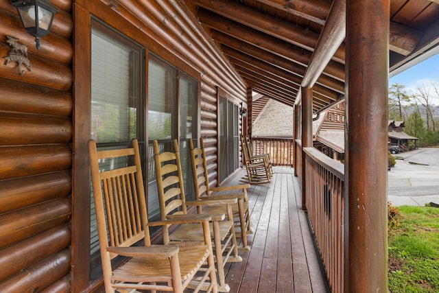 wooden deck with a porch