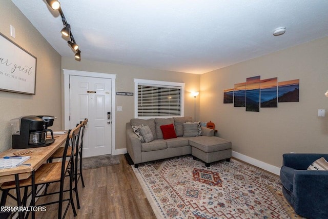 living room with hardwood / wood-style flooring