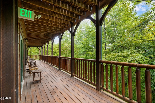 deck featuring covered porch