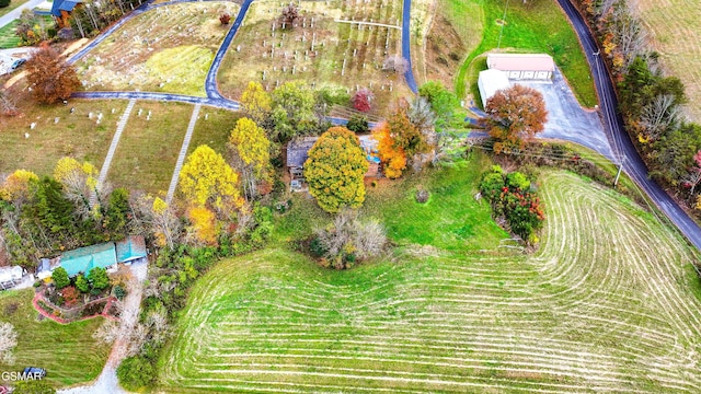 aerial view featuring a rural view