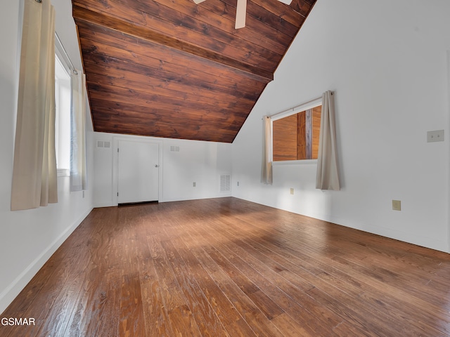 730 Deerfoot Dr, Gatlinburg, TN 37738 - additional living space featuring hardwood / wood-style floors, vaulted ceiling, wood ceiling, and baseboards