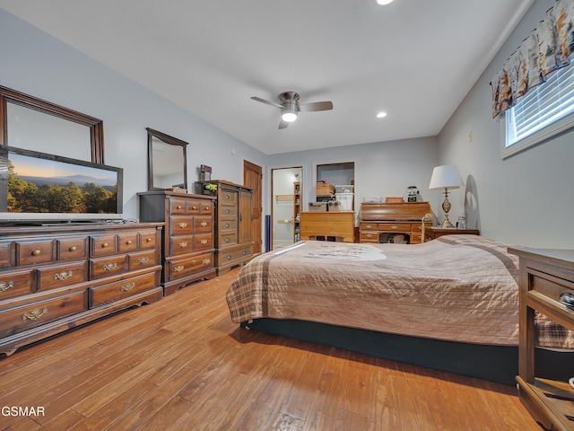 730 Deerfoot Dr, Gatlinburg, TN 37738 - bedroom featuring hardwood / wood-style floors, recessed lighting, and a ceiling fan