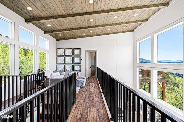 937 Autumn Ridge Way, Sevierville, TN 37876 - corridor with wood ceiling with exposed beams, wood finished floors, plenty of natural light, and recessed lighting