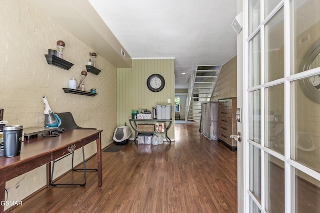 office space featuring wood finished floors