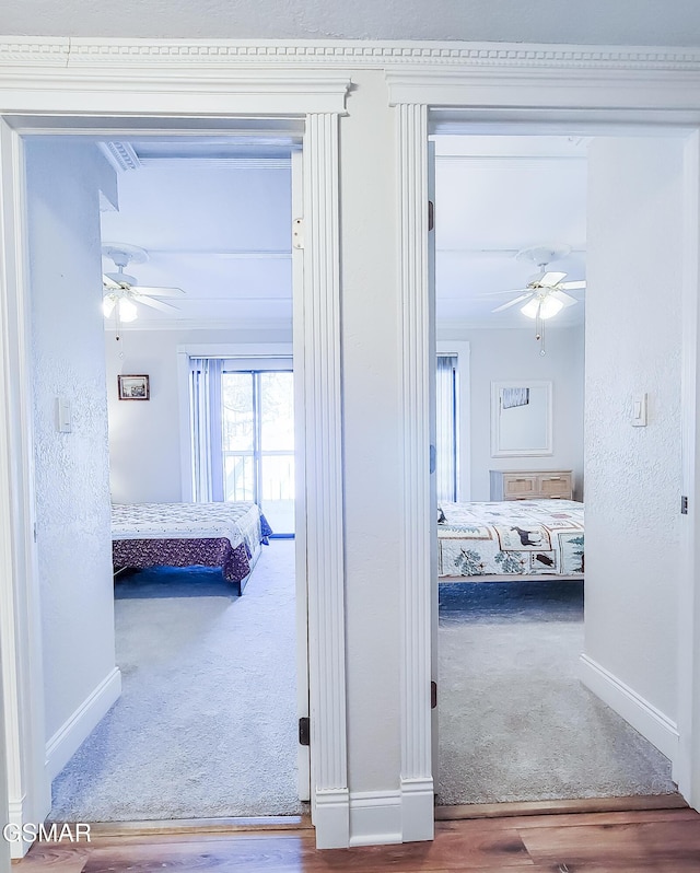 corridor with hardwood / wood-style floors