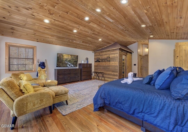 125 Cricket Hollow Way, Cosby, TN 37722 - bedroom featuring wood ceiling, vaulted ceiling, recessed lighting, wood finished floors, and multiple windows