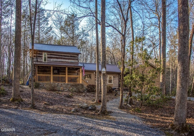 125 Cricket Hollow Way, Cosby, TN 37722 - rear view of property featuring a porch and metal roof