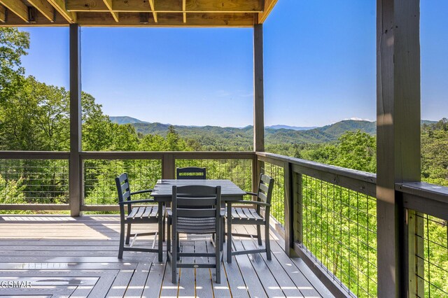 deck with a mountain view