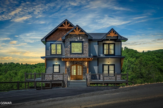 view of front of house with french doors