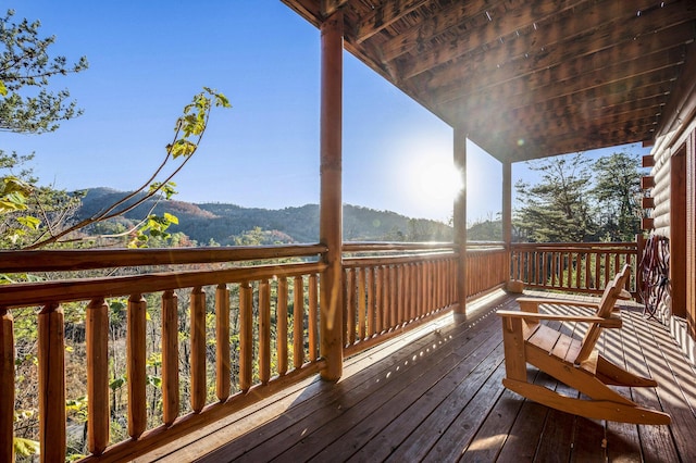 deck featuring a mountain view