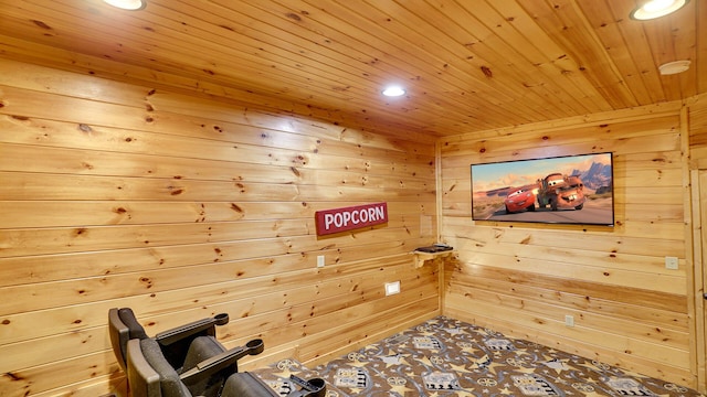 sitting room with wood walls