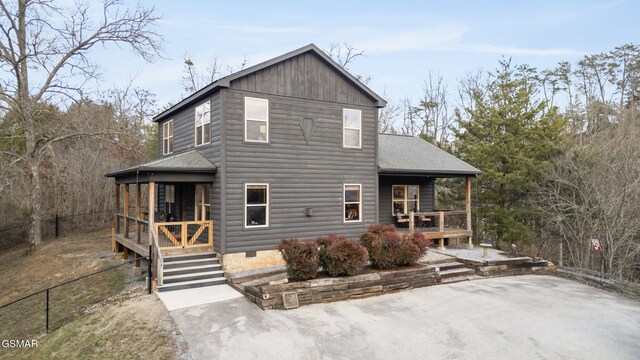 deck with covered porch