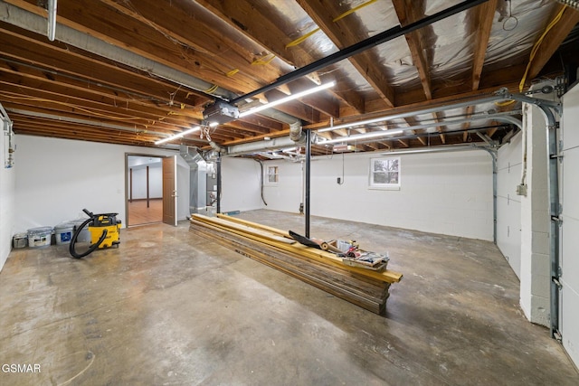 garage featuring heating unit