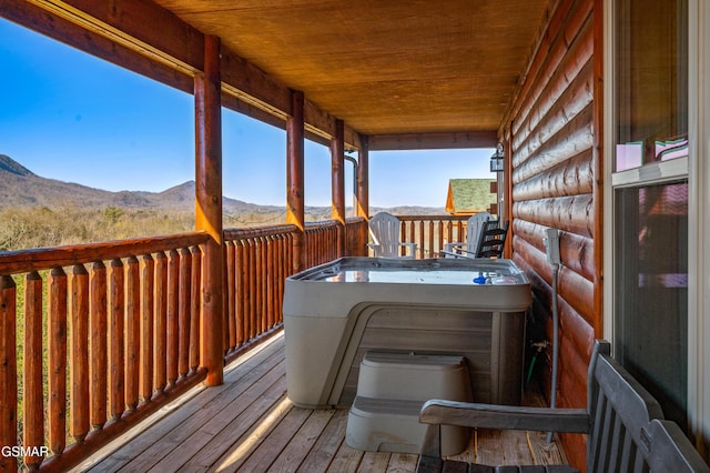 deck featuring a mountain view