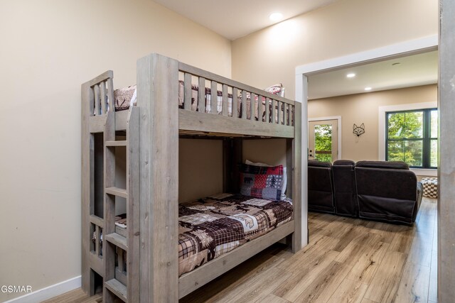 bedroom with light wood-type flooring