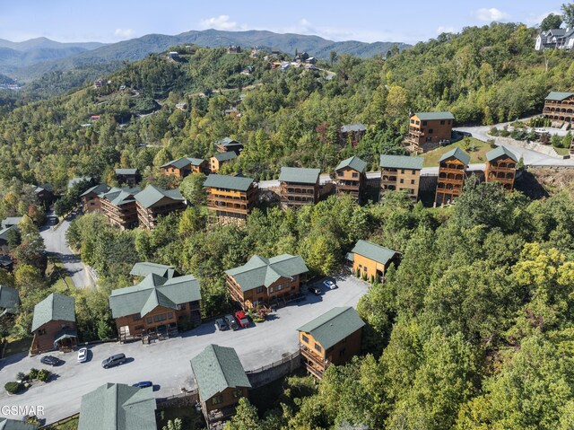 bird's eye view with a mountain view