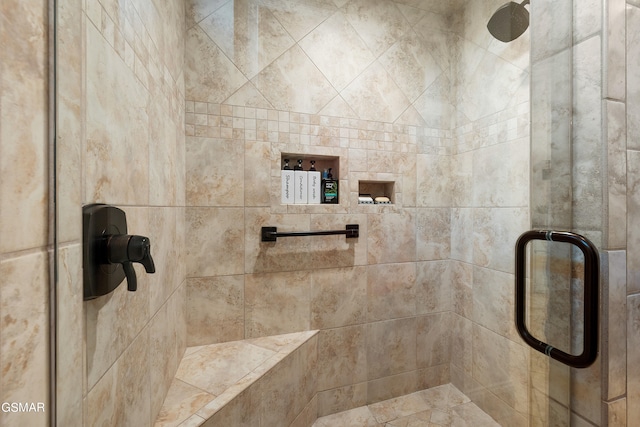 bathroom featuring walk in shower