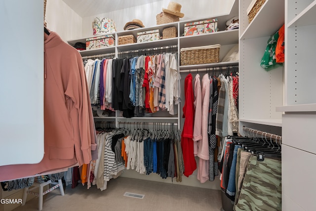 spacious closet with carpet flooring