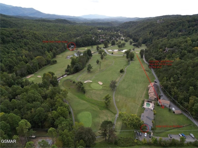 aerial view with a mountain view