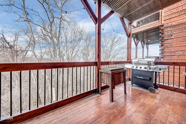 deck featuring grilling area