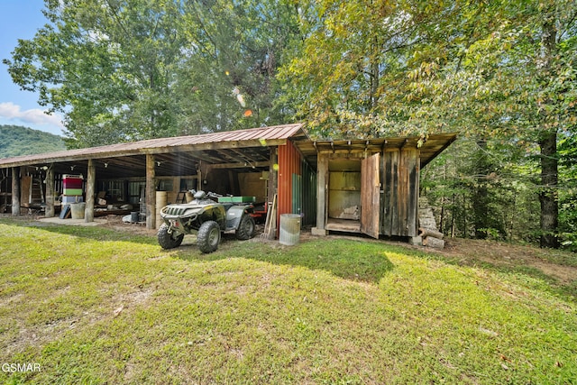 exterior space with an outbuilding