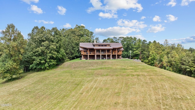 view of yard featuring a deck