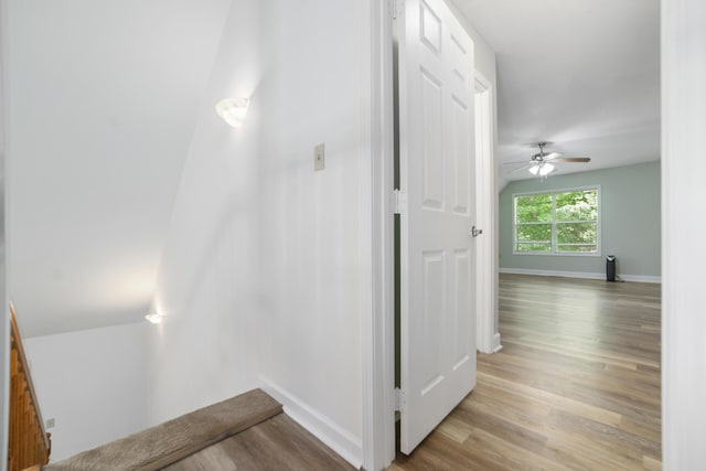 hall featuring light wood-type flooring