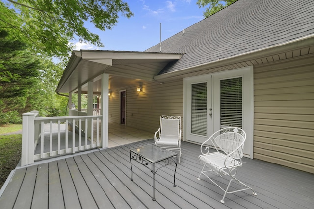 wooden deck with french doors