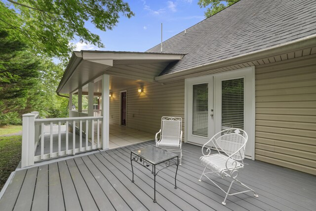 wooden deck with french doors