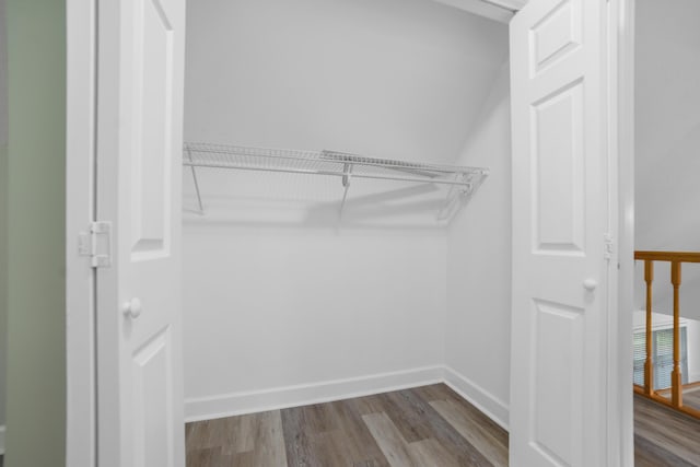 walk in closet with hardwood / wood-style flooring